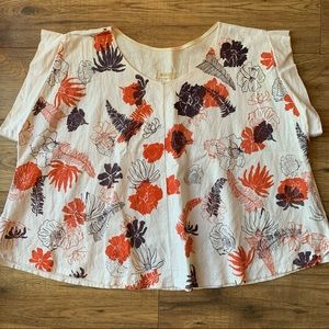 Canadian made handstamped floral top